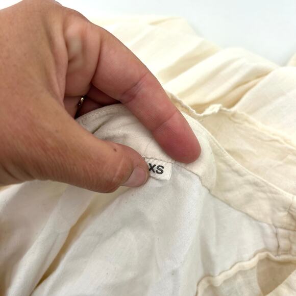 World Of Crow Boxy Sleeve Summer Dress Cotton Cottagecore Boho Cream XS Prairie - Picture 8 of 11